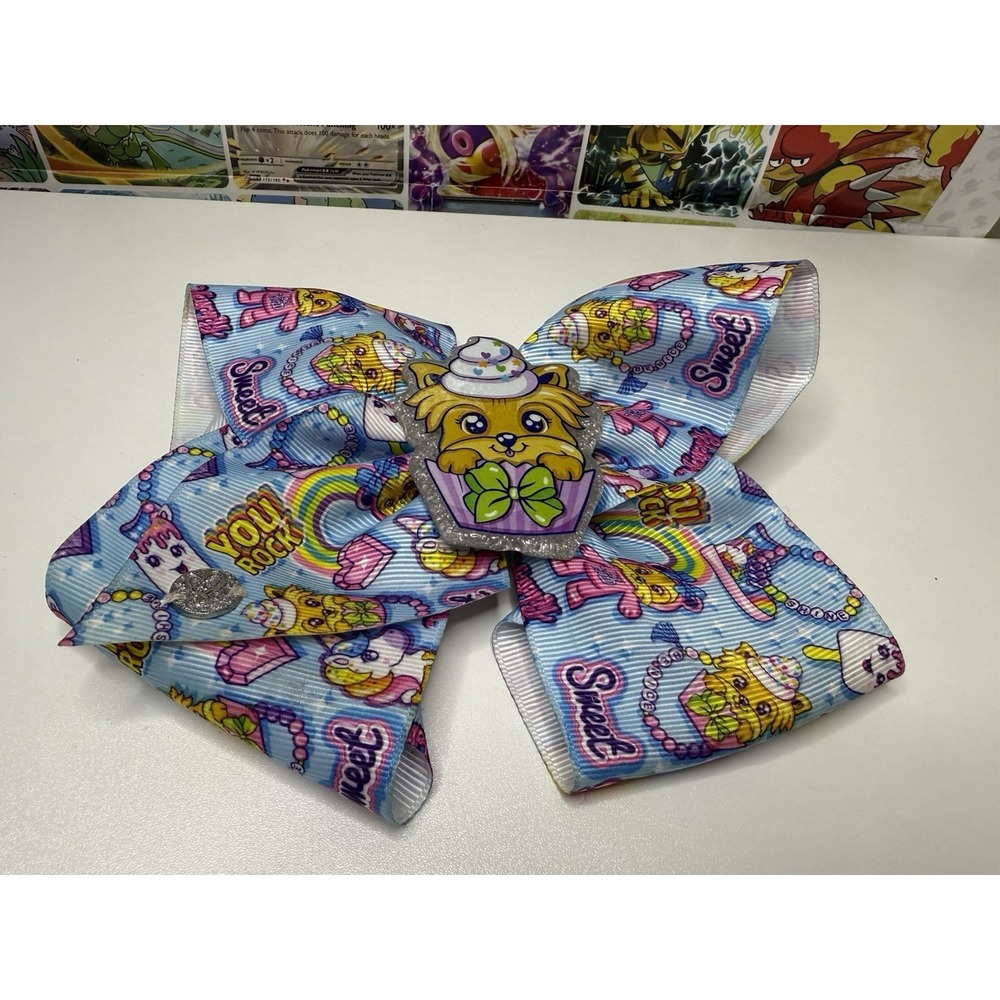 JoJo Siwa Boutique Hair Bow Rainbow Cupcake Glitter Clip 6x6"